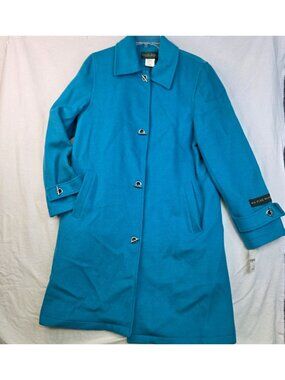 Vintage 90s Wool Duffle Coat 8 Turquoise Quiet Luxury Old Money Outdoor Winter
